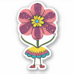 Sticker Joli personnage de dessin animé Flower Kids