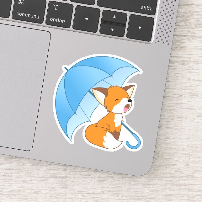 Sticker Joli Petit Renard dormant sous parapluie (Détail)