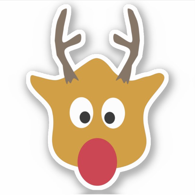 Sticker Joli renne avec nez rouge Noël (Devant)