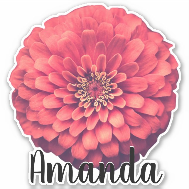Sticker Joli rose Monogramme Nom Fleur Nature Plante migno (Devant)