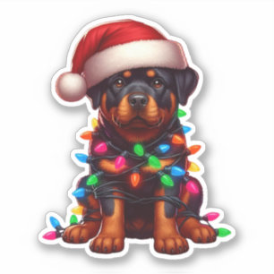 Sticker Joli Rottweiler de Noël