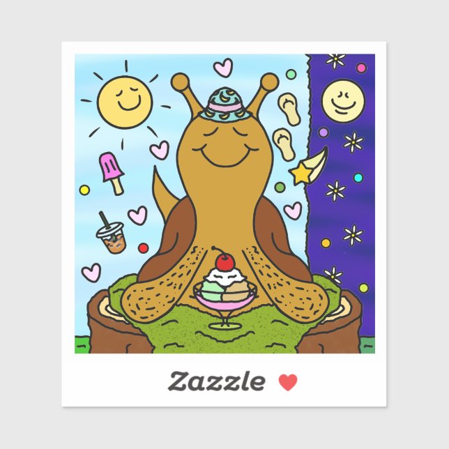 Sticker Joli Snail Summer Solstice Amusant (Feuille)