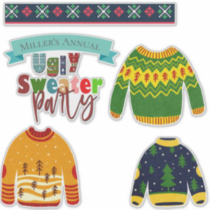 Sticker Joli Sweat Ugly Merry Christmas Vinyle Personnalis