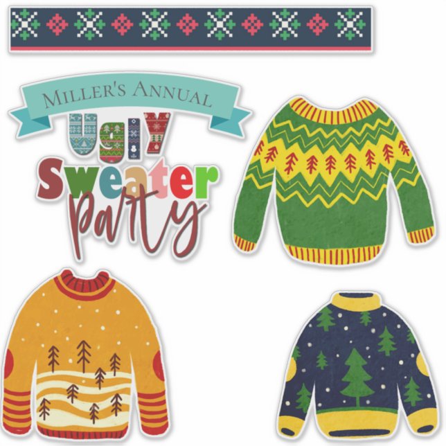 Sticker Joli Sweat Ugly Merry Christmas Vinyle Personnalis (Devant)
