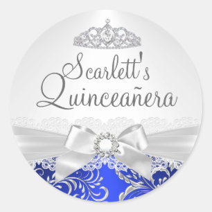 Sticker Joli Tiara & Bow Blue Quinceanera