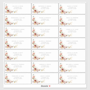 Sticker Jolie Adresse de l'Invité Florale Aquarelle Vintag