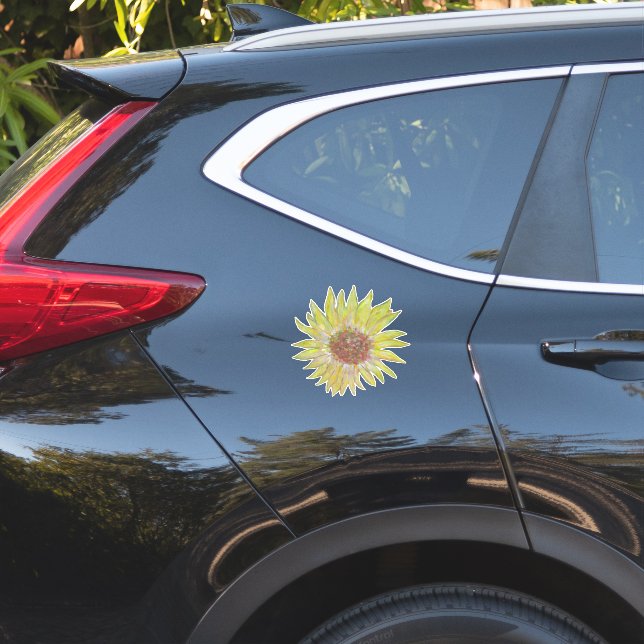 Sticker Jolie aquarelle Sunflower Art (Dos de voiture)