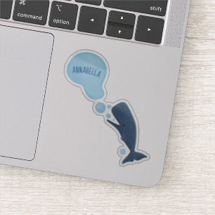 Sticker Jolie baleine à sperme soufflant bulles dessin