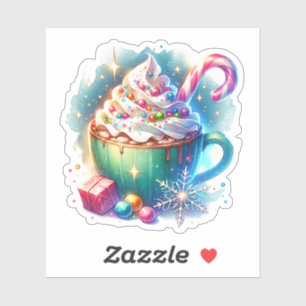 Sticker Jolie Coupe de Noël d'aquarelle de cacao chaud