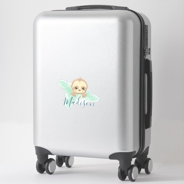 Sticker Jolie fentes bébé avec Feuille de palme Monogramme (Sur valise)