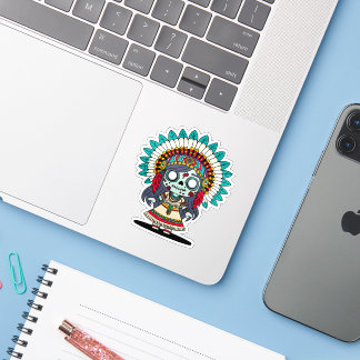 Sticker Jolie fille amérindienne zombie