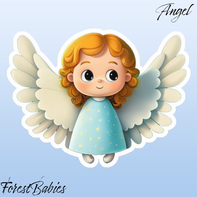 Sticker Jolie fille Angel adorable dessin de dessin graphi (Angel ForestBabies Sticker)