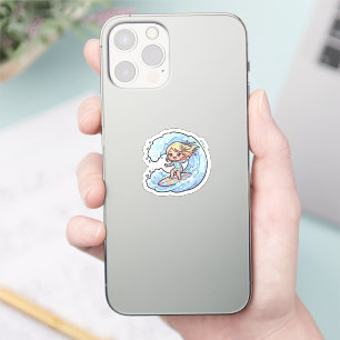 Sticker Jolie Fille de Surf Kawaii Vague Océanique Été Pla