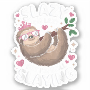 Sticker Jolie Fille Prépubère Drôle Animal Paresseux Écras