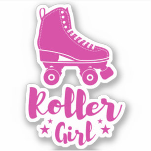 Sticker Jolie Fille Rose Chaud Roulante Étoiles Amusantes