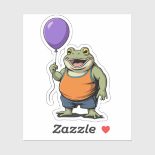 Sticker Jolie grenouille de dessin animé tenant un ballon
