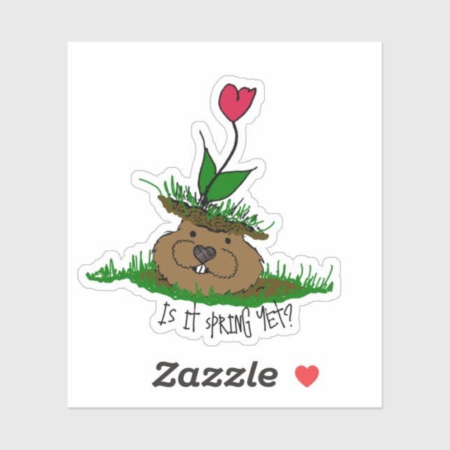 Sticker Jolie marmotte à la recherche de printemps (Feuille)