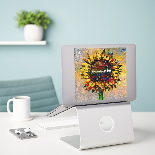 Sticker Jolie peinture Abstraite de tournesol (Ordinateur portable sur le bureau)