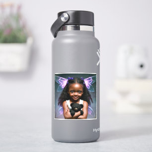 Sticker Jolie petite fille fée avec ours en peluche