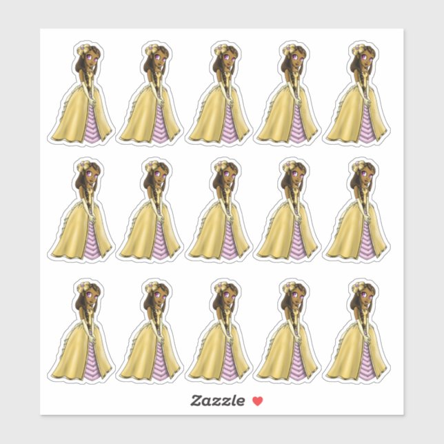 Sticker Jolie princesse africaine américaine (Feuille)