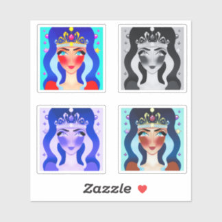 Sticker Jolie princesse avec couronne 4 Image Edit AI Set