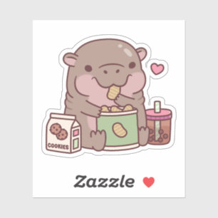 Sticker Jolie Pygmée Hippo Aime Snack