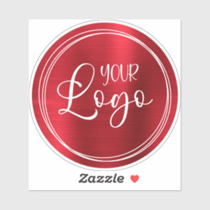 Sticker Jolie Rose Rouge Ombré Feuille Métal Logo Blanc