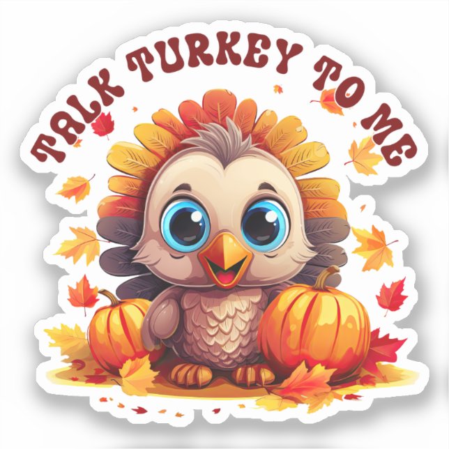 Sticker Jolie Turquie et feuillage d'automne (Recto)