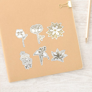 Sticker Jolies fleurs abstraites dorées Partie 2