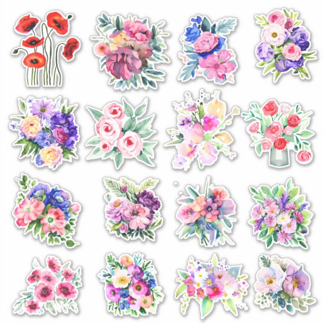 Sticker Jolies fleurs aquarelles (Devant)