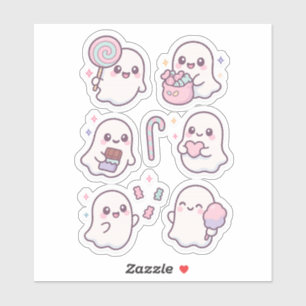 Sticker Jolis fantômes de bonbons Kawaii Pack d'autocollan