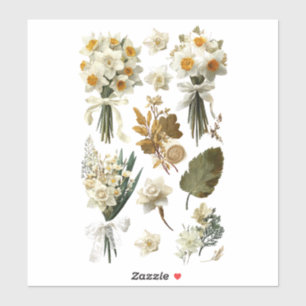 Sticker Jonquilles jaunes blanches Mariage de printemps Pâ