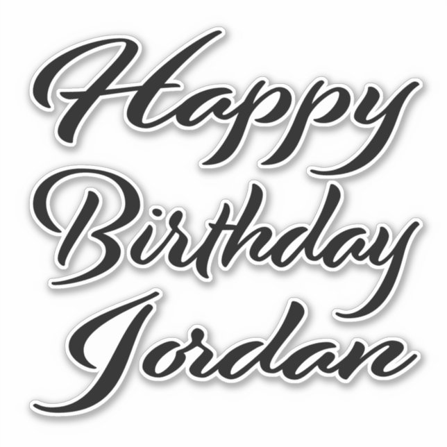 Sticker Jordan Nom Prénom Anniversaire de la Broderie noir (Devant)