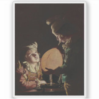 Sticker Joseph Wright de Derby - Deux garçons avec une éch
