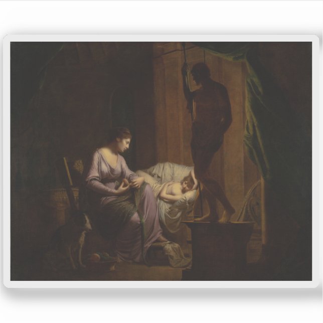 Sticker Joseph Wright de Derby : Penelope démêlant son web (Devant)