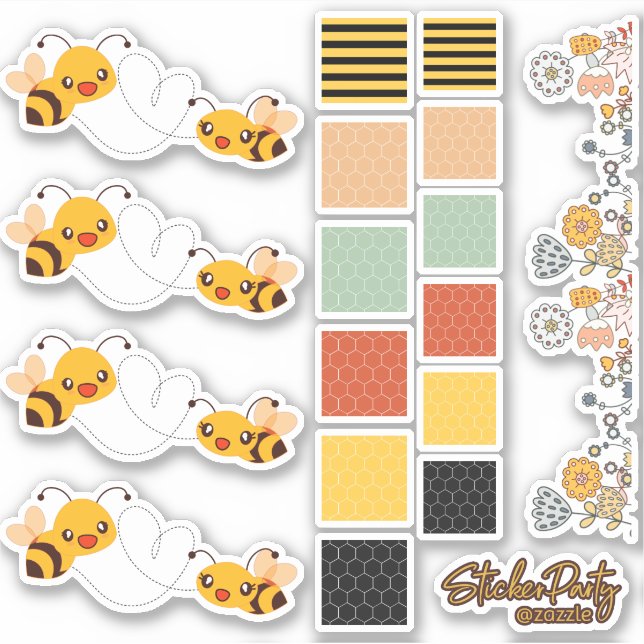 Sticker Jote Bees Flowers & Honeycomb (Devant)