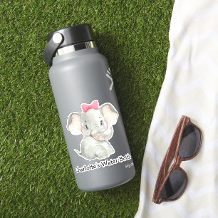 Sticker Jote Filles personnalisées Nom Eléphant Bouteill