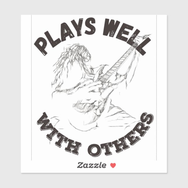 Sticker Joue bien avec d'autres - Shredder de guitare (Feuille)