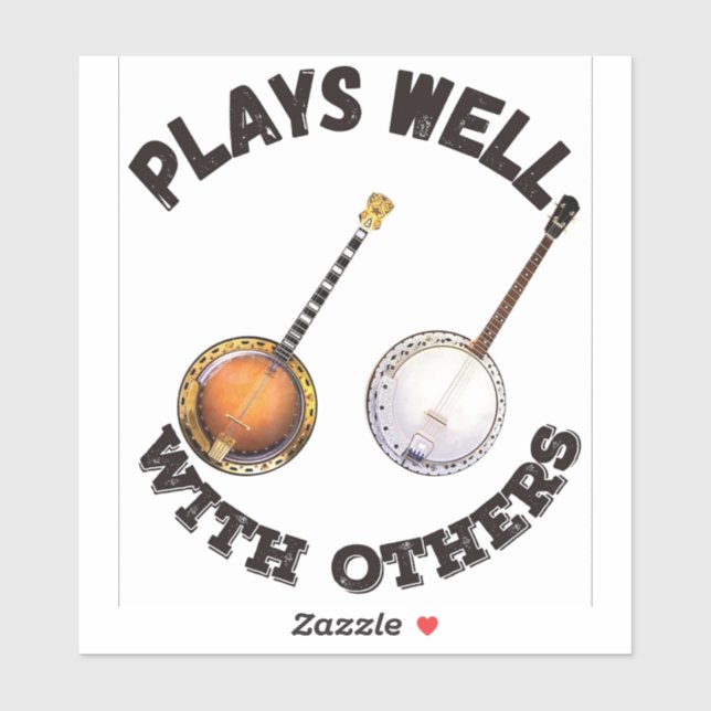 Sticker Joue bien avec les autres - Banjos (Feuille)
