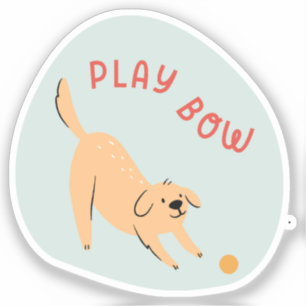 Sticker Jouer arc joli chien illustré aqua