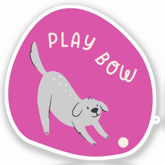 Sticker Jouer arc mignon chien illustré fuchsia (Recto)