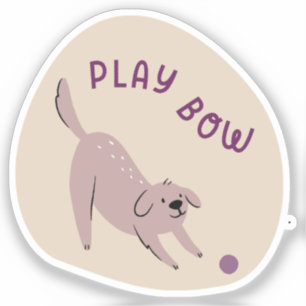 Sticker Jouer arc mignon chien illustré tan et violet