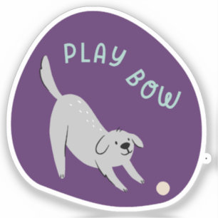 Sticker Jouer arc mignon chien illustré violet turquoise