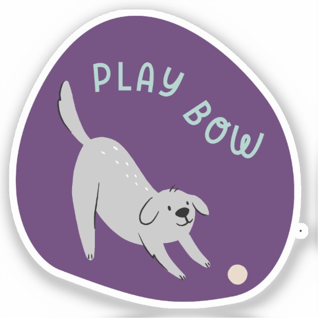 Sticker Jouer arc mignon chien illustré violet turquoise (Recto)