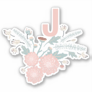 Sticker Jouer Crème rose Bleu Répéter Floral Initial