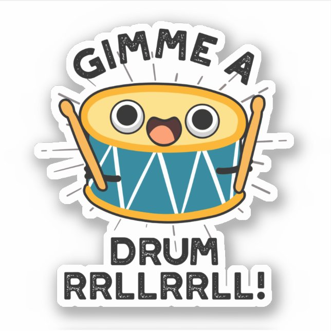 Sticker Jouer Un Tambour RRLLRRLL Funny Drummer Pun (Devant)