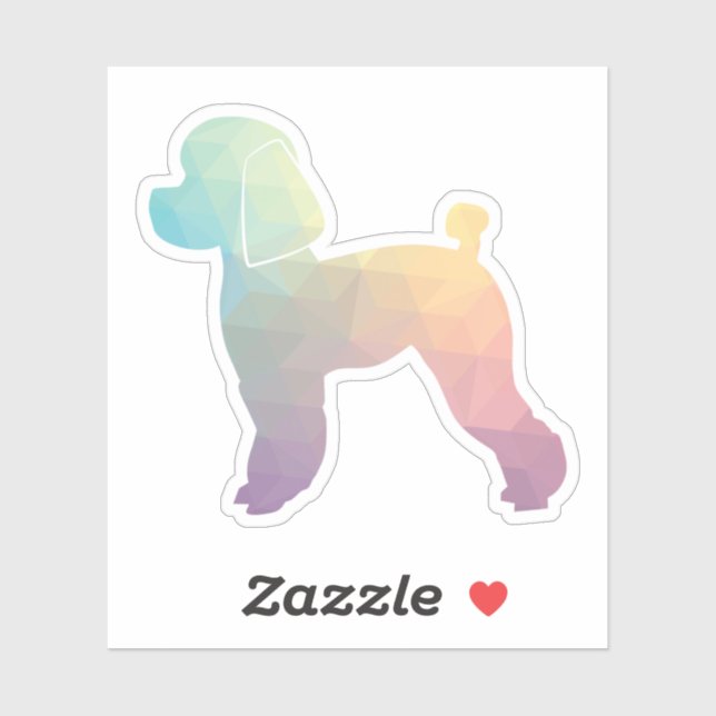 Sticker Jouet Poodle Chien Geo Silhouette Pastel (Feuille)