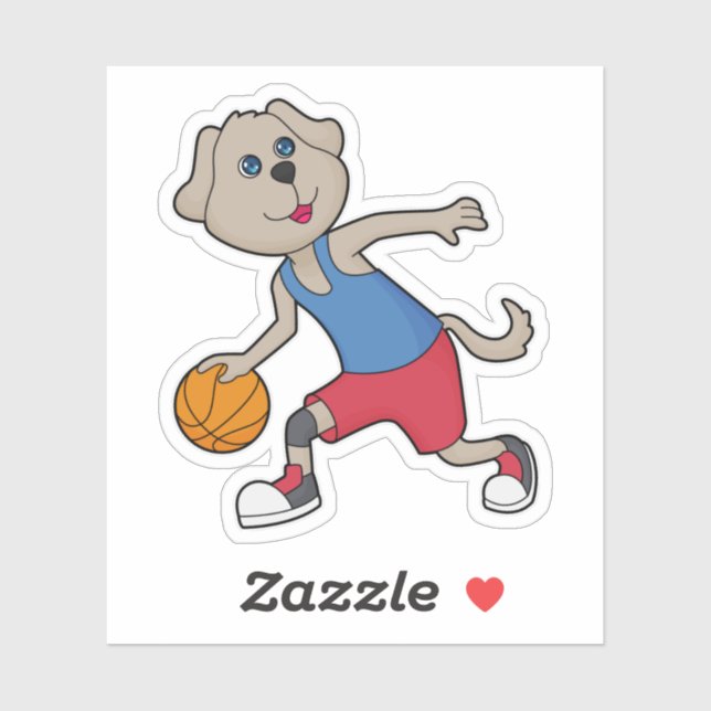 Sticker Joueur de basket-ball de chien (Feuille)