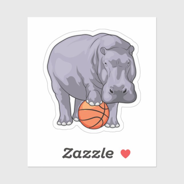 Sticker Joueur de basket-ball hippo (Feuille)
