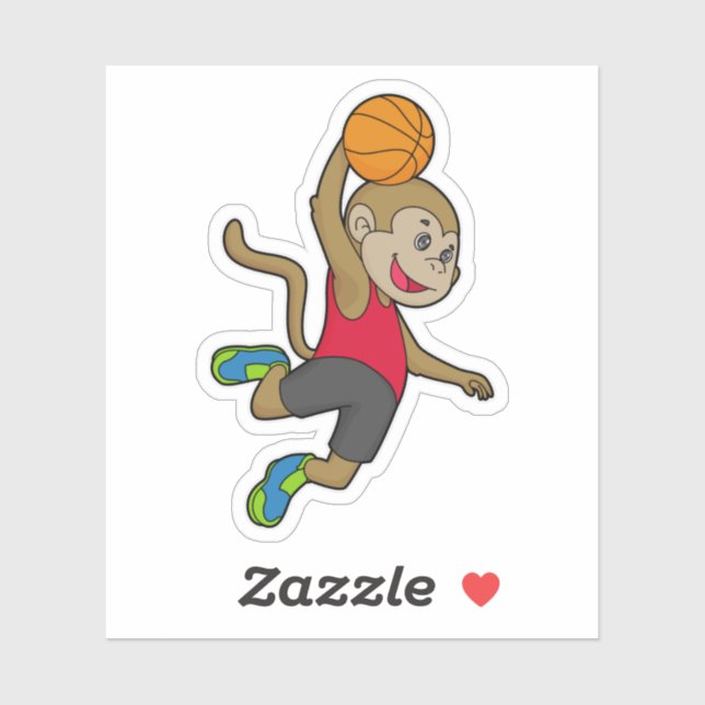 Sticker Joueur de basket-ball singe (Feuille)